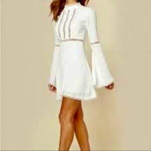 Chic White Bell Sleeve Dress